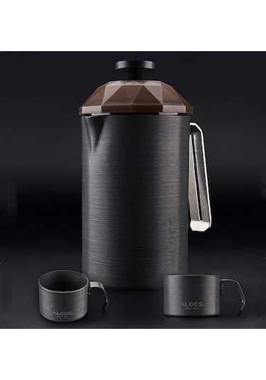 Alocs Paslanmaz Çelik French Press 600 Ml Gri