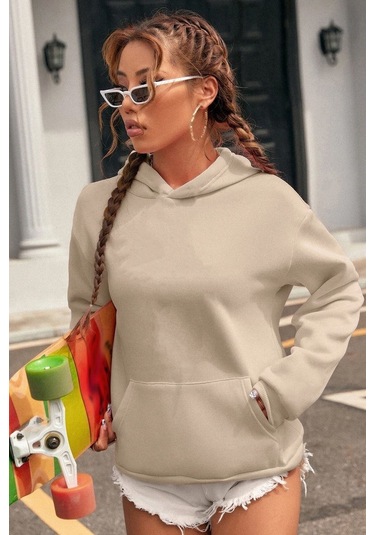 Yin & Yang Tasarım Sweatshirt Bej