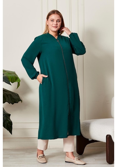 Kadin Buyuk Beden Tesettur Mevsimlik Giy Çık Kap Haki