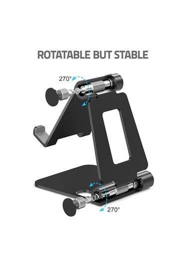 Sandwich Alüminyum Z20 Ev & Masaüstü Telefon/tablet Tutucu: 270 Döner, Çift Katlanabilir, Hafif, Dayanıklı, Gümüş Renk