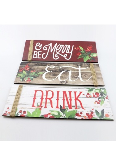 Novahub Adet Noel Ahşap Ev İşaretleri Be Merry & Eat & Drink Desenli Mutlu Noeller Ön Kapı İşaretleri Duvar Noel Partisi Dekorasyonu İçin, Ahşap Noel İşaretleri