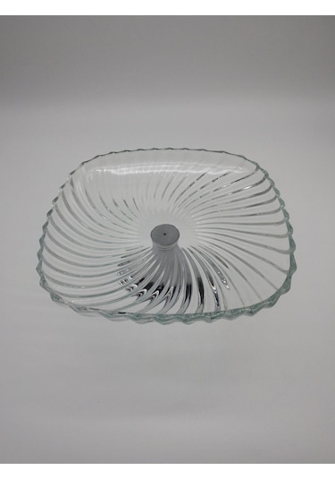 Gümüş Ayaklı Kare Cam Sunumluk Kase, Sarma, Dolma, Salata, Meyve, Ve Pasta Sunum Stantı, Çeyizlik Gümüş