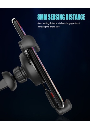 Besthome1 10w Kablosuz Şarj Araba Navigasyon Braketi, Hızlı Şarj, Yerçekimi Sensörü, Karikatür Araba Siyah