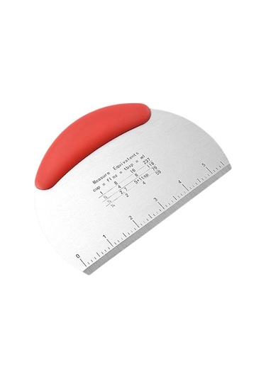 Kırmızı Hamur Kesici Paslanmaz Çelik Tezgah Kazıyıcı Çift Ölçekli Tasarım Kaymaz Sap Ev İçin Hamur Kesici Alet