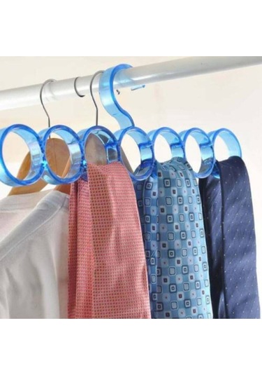 Fular Şal Atkı Eşarp Aksesuar Askısı Askılığı Dolap Düzenleyici Mavi