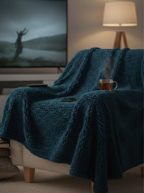 Wellsoft Battaniye, Dört Mevsim Televizyon Battaniyesi, Peluş, Polar Battaniye, Tek Kişilik, 170 230 Petrol Mavi