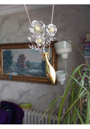 Slowshe-vintage Tasarım Kolye Altın - Beyaz