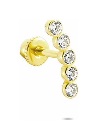 Glorria Altın Beş Taş Helix Piercing Sarı