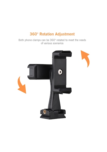 Yunboo Andoer Ad-04 Çift Telefonlu Profesyonel Vlog Tutucu - 360 Dönebilir, 4 Aksesuar Yuvası