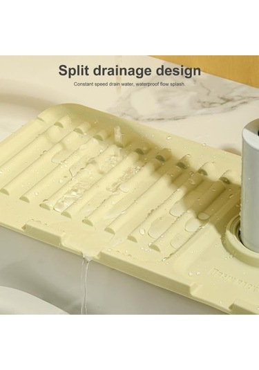 Yeşil Lavabo Musluğu Drenaj Mat Mutfak Sıçrama Koruması Kurutma Mat Çok Fonksiyonlu Lavabo Organizasyon Tepsisi Ev İçin