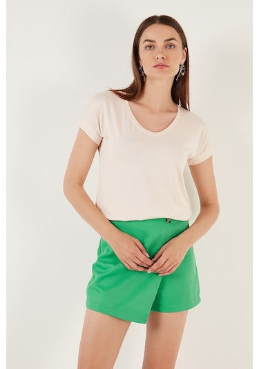 Lela V Yaka Rahat Kesim Yırtmaçlı Bayan Bluz 5862000 Taş