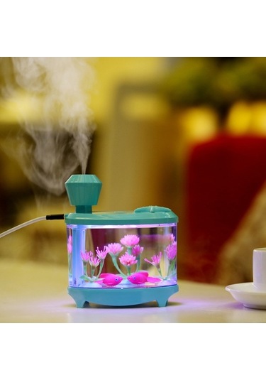Dancemonkey Usb Mini Akvaryum Nemlendirici Ve Hava Temizleyici - 460ml Su Tankı, Led Gece Lambası