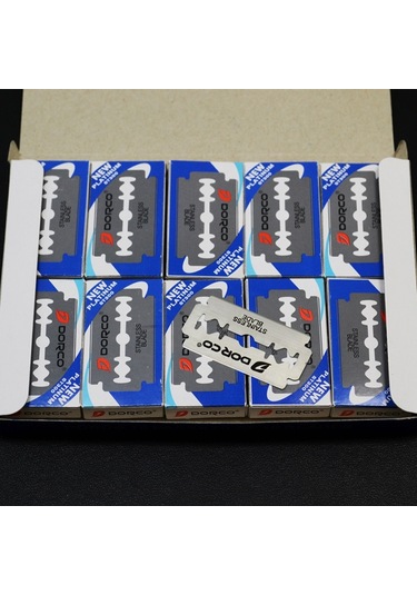 Sones 10 Kutu Pratik Eski Moda Paslanmaz Çelik Çift Taraflı Bıçak Tıraş Kaş Chimer Bıçağı Gümüş