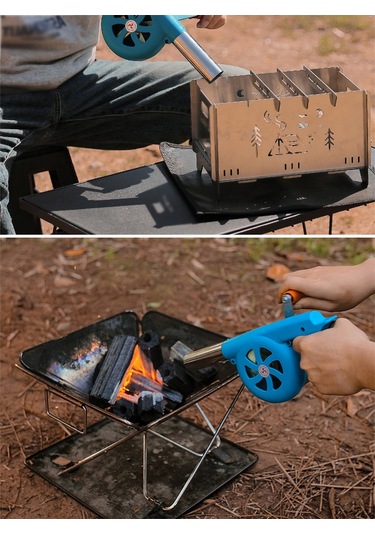 Jeehugo Dışarıda Manually Çalışan Yangın Açıcı Blower, Kamp Ve Barbekü İçin Taşınabilir Yardımcı Aygıt, Mavi Renkli Çok Renkli