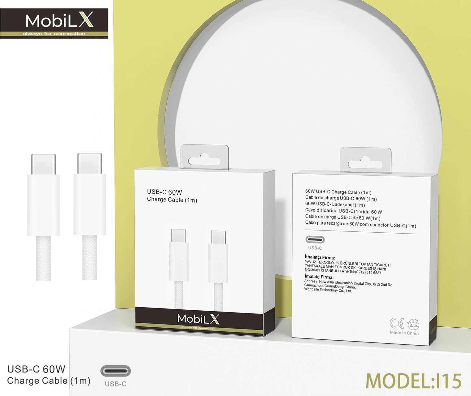 Mobilx İphone 17 60w Type-c To Type-c Örgülü Şarj Ve Data Kablosu 1m