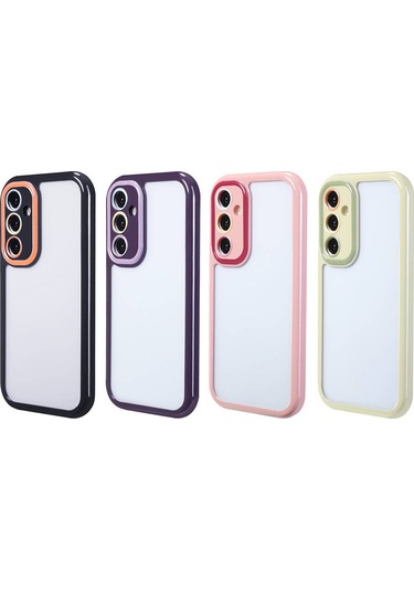 Mobilteam Galaxy Uyumlu S24 Kılıf Kamera Korumalı Renkli Kenar Ve Çerçeve Tasarımlı Vitamin K Derin Mor