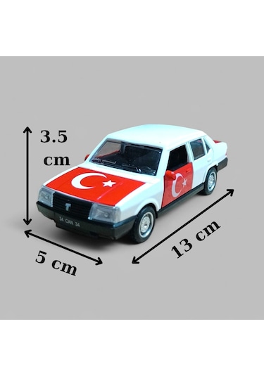 Nostaljik Metal Çek Bırak Türk Bayraklı Beyaz Tofaş Şahin Araba Kapılar Açılır Diğer