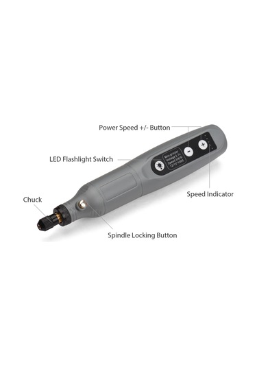 Lemestar Gri El Tipi Şarjlı Elektrikli Taş Oymacı Makinesi - Işıklı Taş Kesme, Taşlama Ve Parlatma Seti