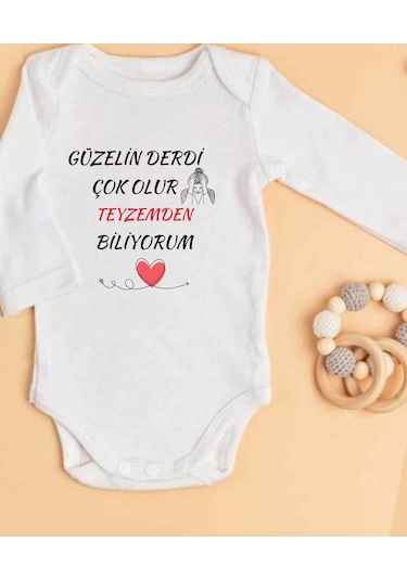 Lupi İsimli Zıbın Yazılı Bebek Zıbın Bej Melanj-kiremit Beyaz