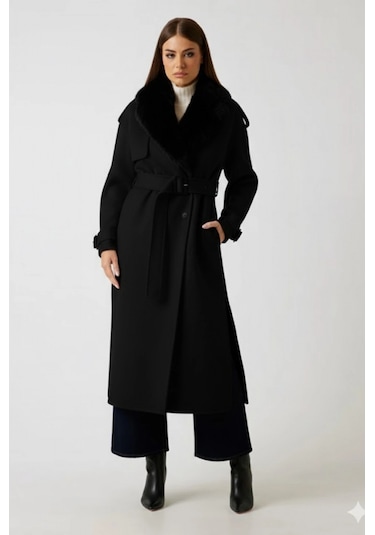 Guess Ella Kadın Siyah Yün Karışımlı Kaban 5bgl027125a-jblk Siyah