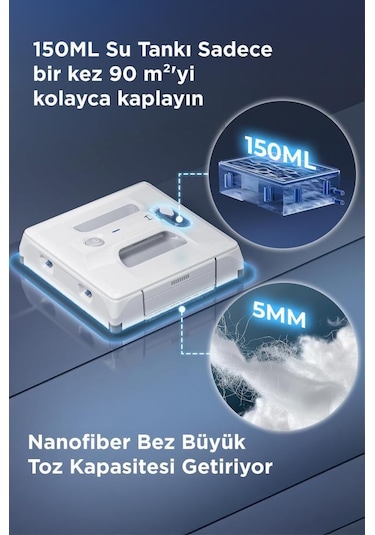 Hutt A1 Cam Silme Temizleme Robotu Beyaz