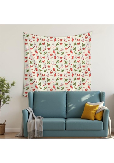 Noel Desenli 50x50 İnç Kare Duvar Halısı, Oturma Odası, Yatak Odası Ve Genç Odası İçin-a129