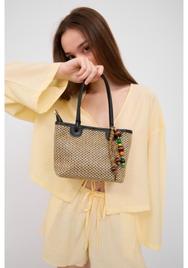 Roen Hasır Omuz Çantası Siyah Siyah