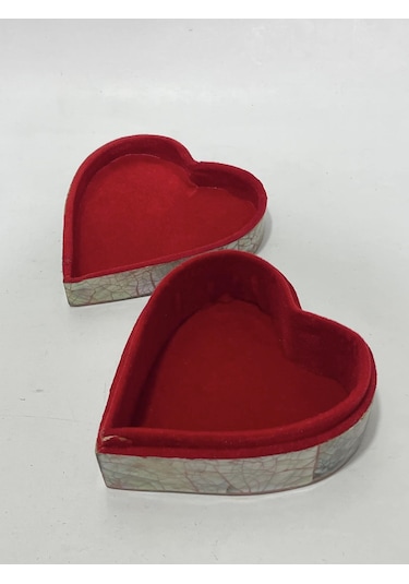 Sedef Kaplama Kalp Model Kadife Hediye Kutusu Büyük-model 2