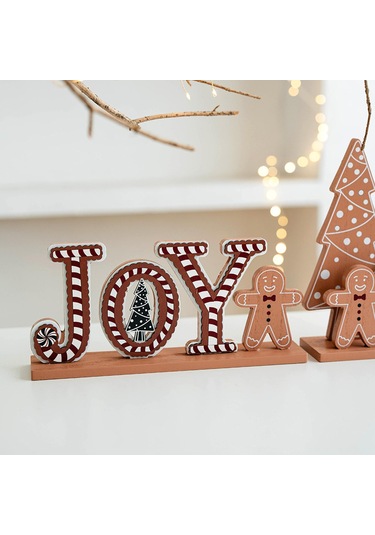 Suntek Yılbaşı Ahşap Masa Dekorasyonu Tatil 28x5x13cm-sevinç