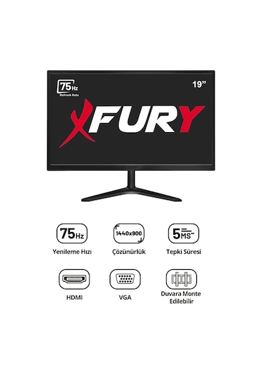 Fury 19" Geniş Ekran 75 Hz 5ms Vga,hdmı Led Monitör