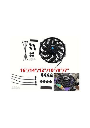 Motion003 Kavisli Yaprak Modifiye Edilmiş Araç Soğutma Ekipmanı Kondenser Fanı 12v 80w 1778 Cm