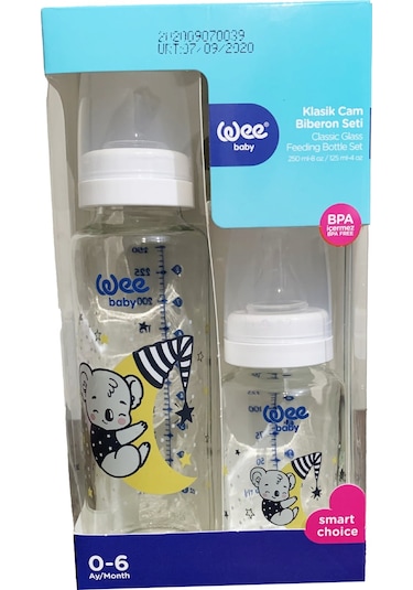 Wee Baby Beyaz Klasik Cam Biberon Seti 250 ve 125 ML