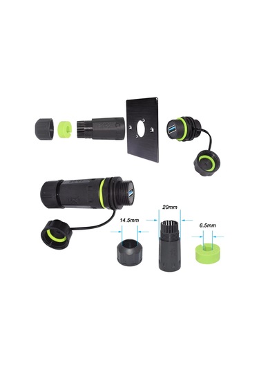 Dişi - Dişi Ip68 Su Geçirmez 3.0 Usb-a Konnektör