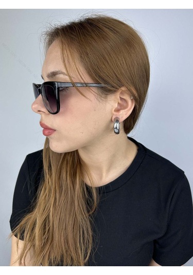 Geniş Yassı Formlu, Halka Model, Paslanmaz Çelik Küpe 353, Gümüş Renk Gümüş