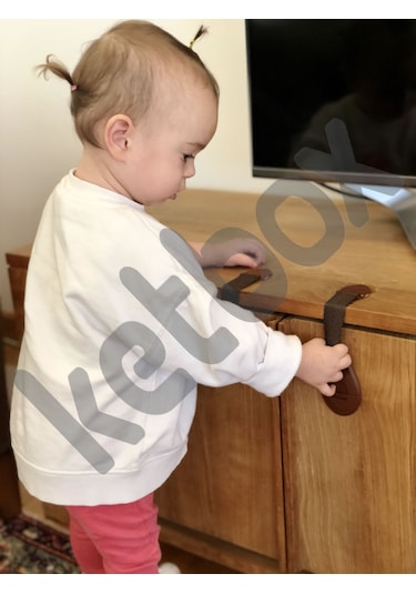 Çocuk Bebek Çekmece Dolap Güvenlik Kilidi Çok Amaçlı Kilit Kahverengi 10 Adet Çok Renkli