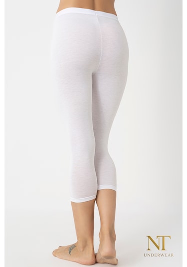 Nt Underwear Kadın Bambu Kapri Tayt Hafif, Rahat, Terletmeyen Beyaz