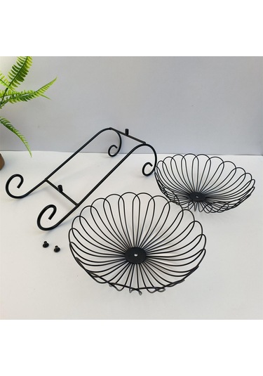 Suntek 2 Katmanlı Metal Meyve Sepeti Yerden Tasarruflu Siyah Siyah