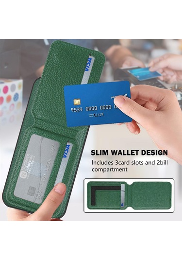 Redmi Note 13r / 13 4g / 13 5g Cx01 Çıkarılabilir Magsafe Manyetik Kart Çantası Telefon Kılıfı Tavuskuşu Yeşili