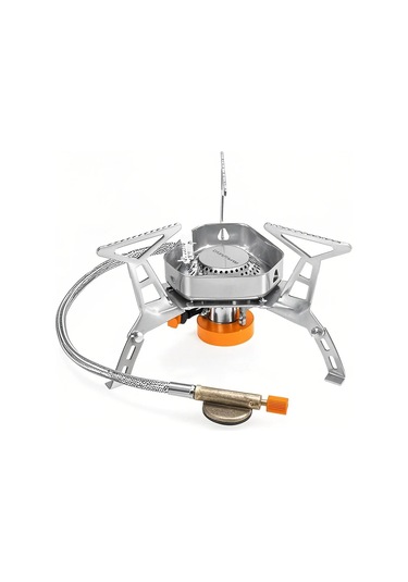Ximistore9 Kompakt Çekirdekli Folding Çadır Ocağı + 2 Adet Gaz Tankı Adaptörü Seti - Ultralight Dışarı Aktiviteler İçin Gümüş