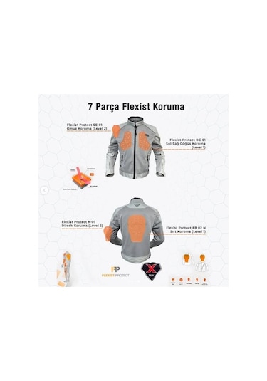 Forte Gt 1054 White Stone 7 Parça Full Korumalı Yazlık Motosiklet Montu Beyaz