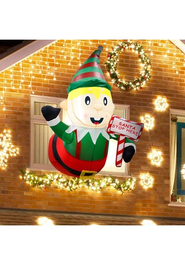 Suntek Yılbaşı Şişme Elf Işıklı Patlatma Veranda Ev Yükseklik 120 Cm