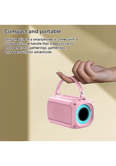 Samdoo Pembe Kablosuz Bluetooth Hoparlör Mikrofon Seti - Ev Ktv İçin Çift Mikrofon, Renkli Işık Ve 20m Bluetooth Menzili