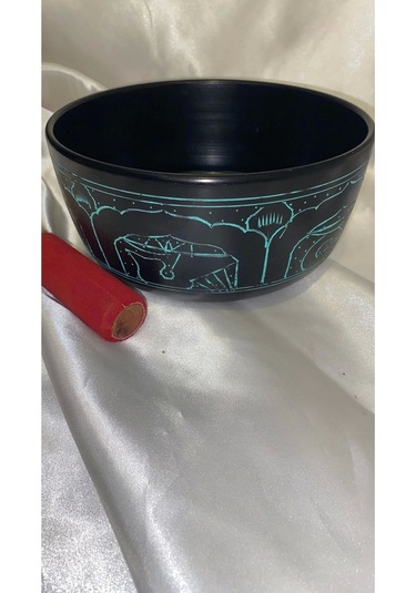 Tibet Çanağı Çanı Kasesi Meditasyon Yoga Singing Bowl 7 Element 19 Cm Çap Siyah Kişiye Özel Frekans