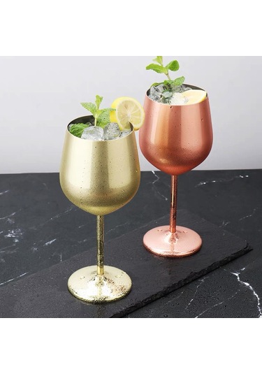 Monyee Altın Renkli Paslanmaz Çelik Şampanya Bardağı - Kreatif Metal Kadeh, Bar Ve Restoran Kullanıma Uygun, 500 Ml Altın
