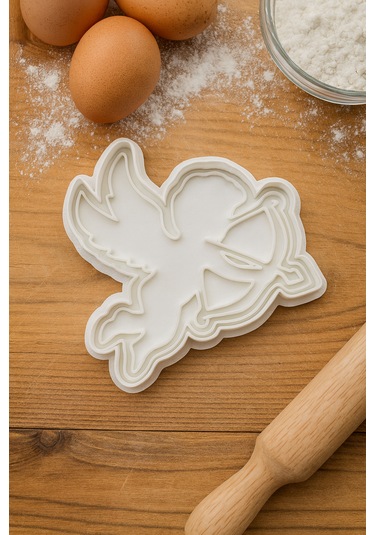 Melek Temalı Kurabiye Kalıbı - Ok Atan Melek Şekilli Kurabiye Fondan Hamur Kalıbı Beyaz