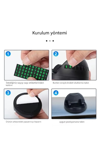 Hr18 Araç İçi Telefon Tutucu Torpidoya Yapışan + Park Teli Numara