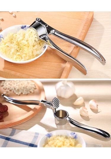Eastmeeetwest--1pc Premium Paslanmaz Çelik Sarımsak Ezici - Kolay Sarımsak Bıçağı Ve Zencefil Ezici, Temizlemesi Kolay Mutfak Aletleri, Günlük Pişirmede Dayanıklı Sarımsak Bıçağı Gümüş