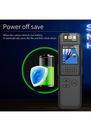 Tenfowee Siyah 1080p Mini Gopro Kamera, 180 Derece Döner Lens, Tek Başına Ses Kaydı, Led Işık, Manyetik Klem, 800mah Pil, 256gb Destekli