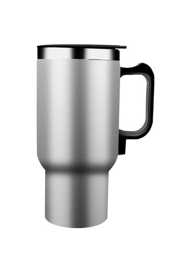 Symbee 12v Araçlı Isıtıcı Termos Bardak, Çelik Paslanmaz, 300ml, 15 Dakikada 75 C'ye Isıtma, Sızıntısız, Araç Sigortacığı Bağlantısı Gümüş Gümüş