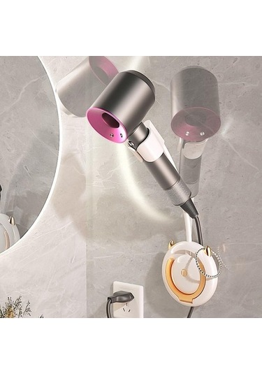 Fastbuy Pratik Banyo Saç Kurutma Tutucusu, Duvara Monteli Kullanışlı Beyaz Beyaz